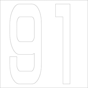カッティングステッカー　数字９１　文字高１００ｍｍ　白