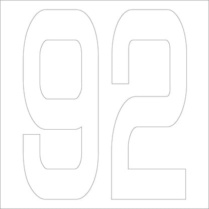 カッティングステッカー　数字９２　文字高１００ｍｍ　白