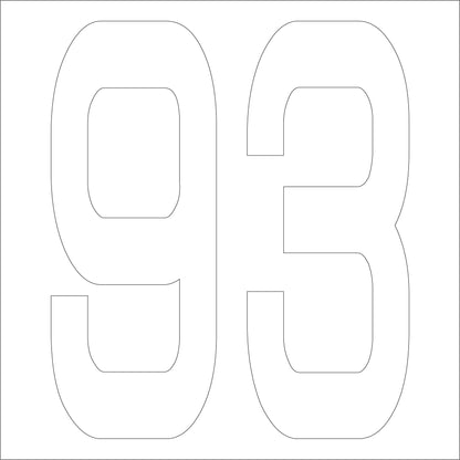 カッティングステッカー　数字９３　文字高１００ｍｍ　白