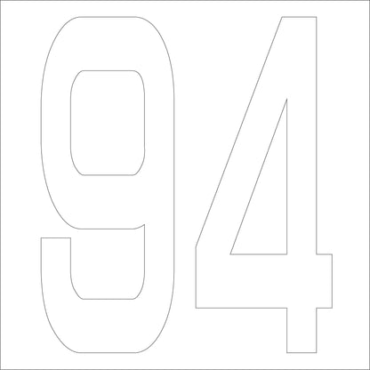 カッティングステッカー　数字９４　文字高１００ｍｍ　白