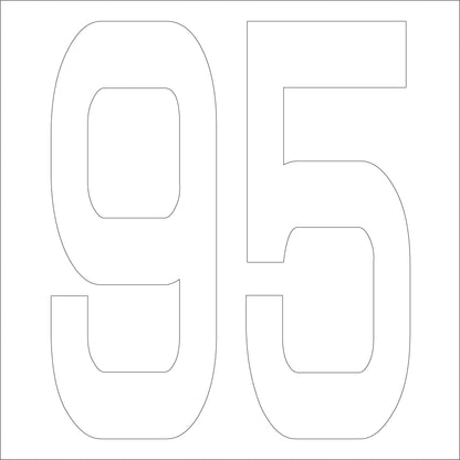 カッティングステッカー　数字９５　文字高１００ｍｍ　白