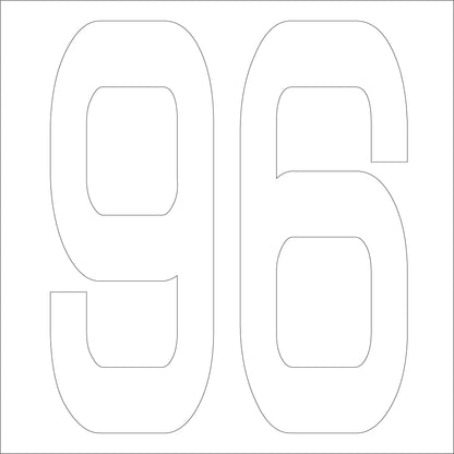 カッティングステッカー　数字９６　文字高１００ｍｍ　白