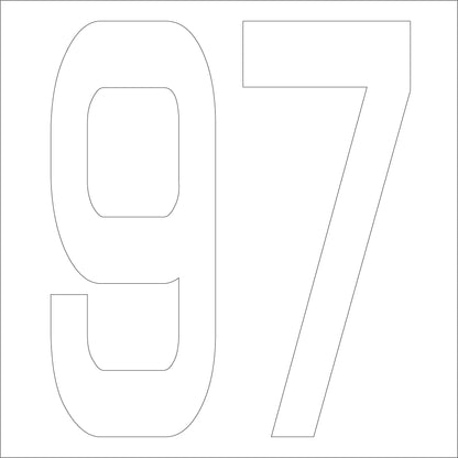 カッティングステッカー　数字９７　文字高１００ｍｍ　白