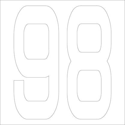 カッティングステッカー　数字９８　文字高１００ｍｍ　白