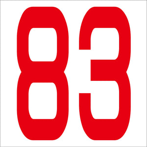 カッティングステッカー　数字８３　文字高１００ｍｍ　赤