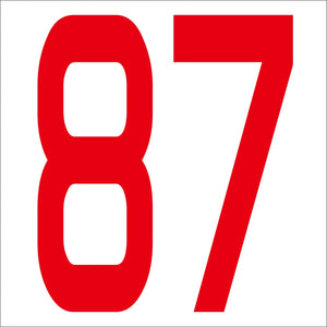 カッティングステッカー　数字８７　文字高１００ｍｍ　赤