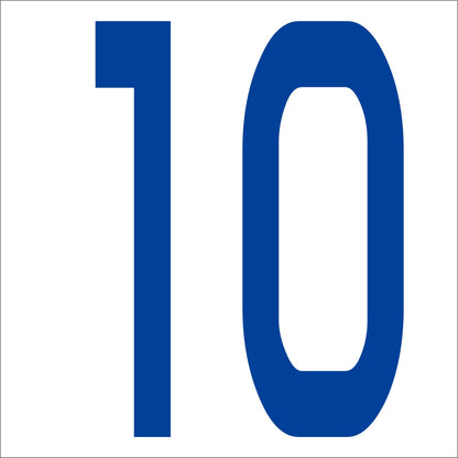 カッティングステッカー　数字１０　文字高１００ｍｍ　青