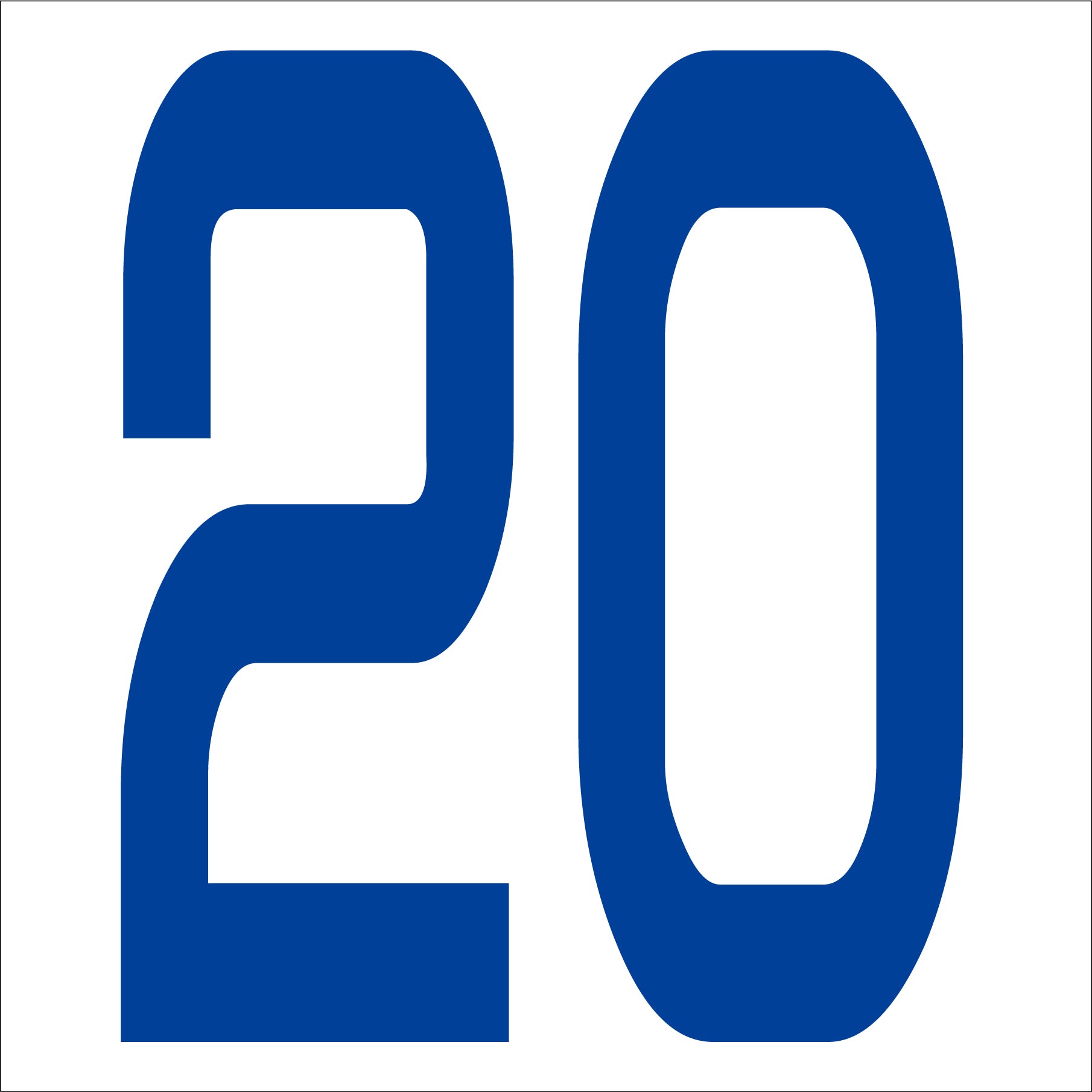 カッティングステッカー 数字20 文字高100mm 青 – GREEN カッティングステッカー 数字20 文字高100mm 青 – GREEN