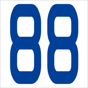 カッティングステッカー　数字８８　文字高１００ｍｍ　青
