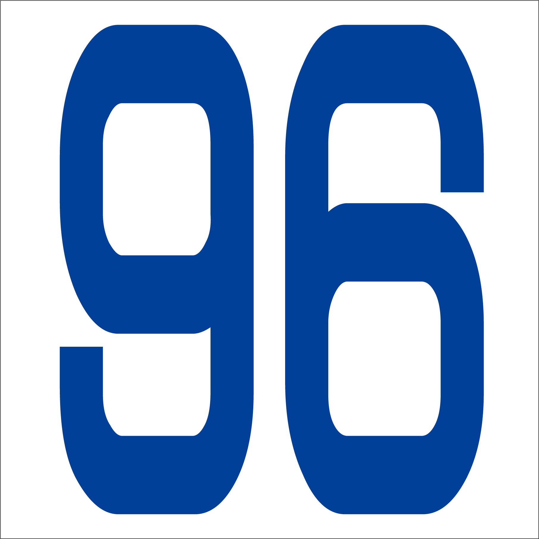 カッティングステッカー 数字96 文字高100mm 青 – GREEN