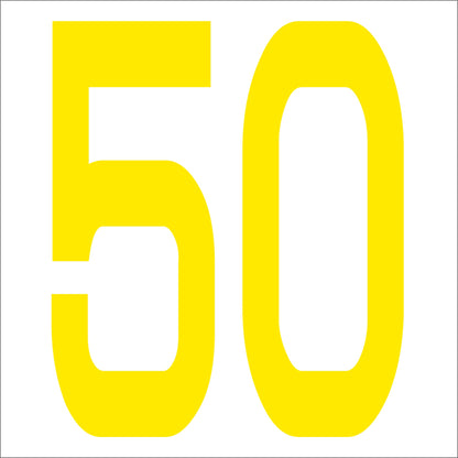 カッティングステッカー　数字５０　文字高１００ｍｍ　黄