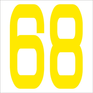 カッティングステッカー　数字６８　文字高１００ｍｍ　黄
