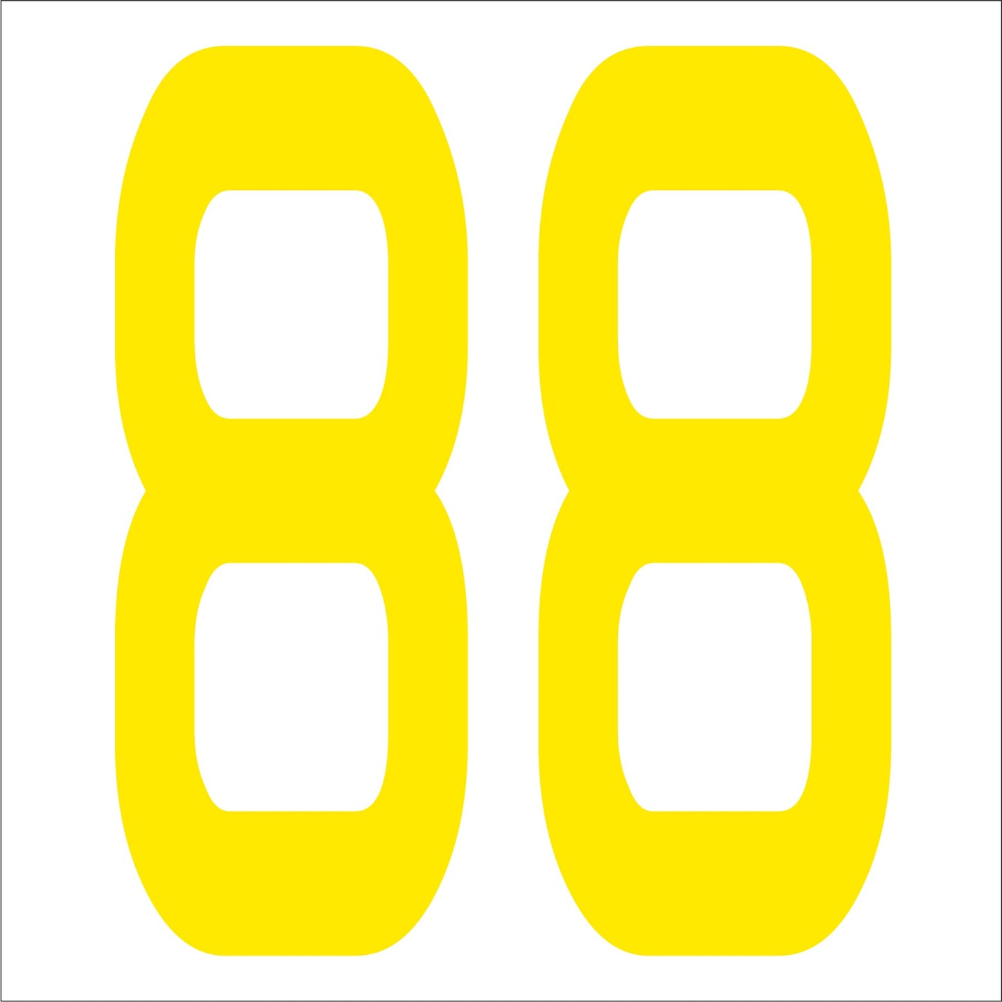 カッティングステッカー　数字８８　文字高１００ｍｍ　黄