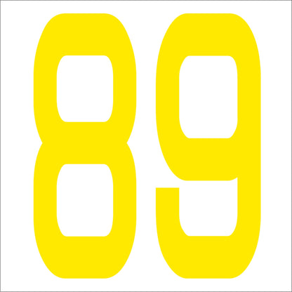 カッティングステッカー　数字８９　文字高１００ｍｍ　黄