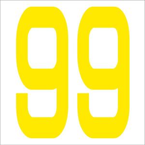 カッティングステッカー　数字９９　文字高１００ｍｍ　黄