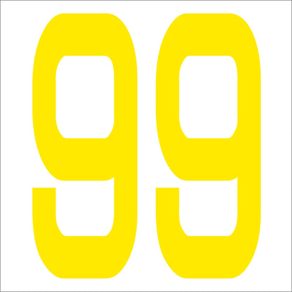 カッティングステッカー　数字９９　文字高１００ｍｍ　黄