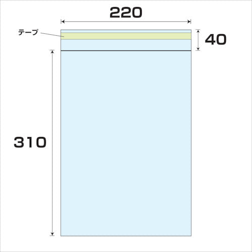 ＯＰＰ　テープ付袋　厚み０．０３　１０００枚　幅２２０ｘ長さ３１０ｍｍ