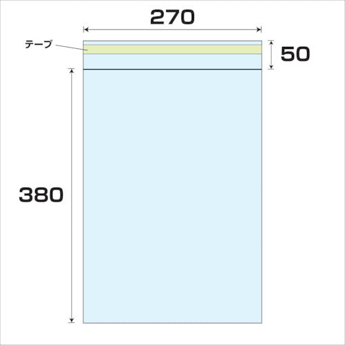 ＯＰＰ　テープ付袋　厚み０．０３　１０００枚　幅２７０ｘ長さ３８０ｍｍ