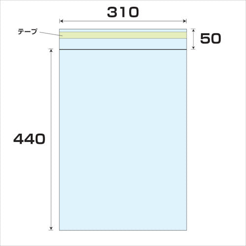 ＯＰＰ　テープ付袋　厚み０．０３　５００枚　幅３１０ｘ長さ４４０ｍｍ