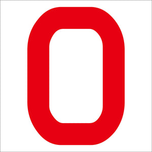 カッティングステッカー　数字０　文字高１００ｍｍ　赤