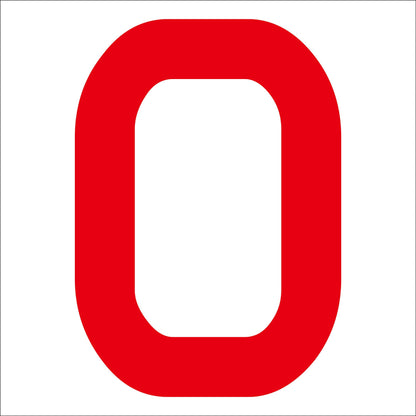 カッティングステッカー　数字０　文字高１００ｍｍ　赤
