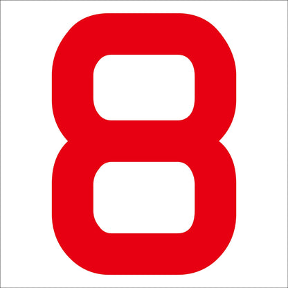 カッティングステッカー　数字８　文字高１００ｍｍ　赤