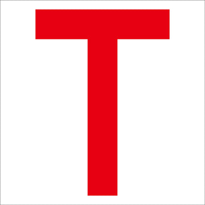 カッティングステッカー　英字Ｔ　文字高１００ｍｍ　赤