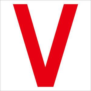 カッティングステッカー　英字Ｖ　文字高１００ｍｍ　赤