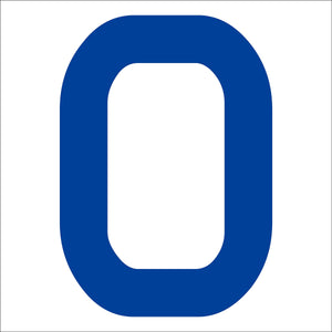 カッティングステッカー　数字０　文字高１００ｍｍ　青
