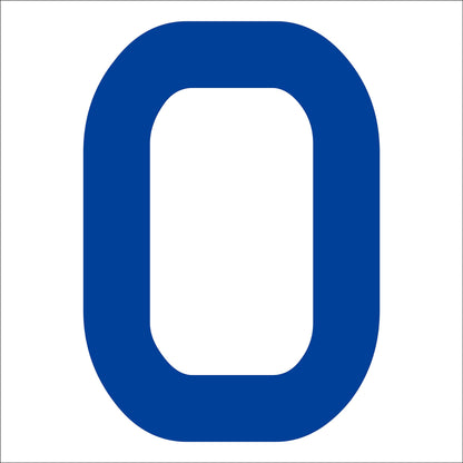 カッティングステッカー　数字０　文字高１００ｍｍ　青