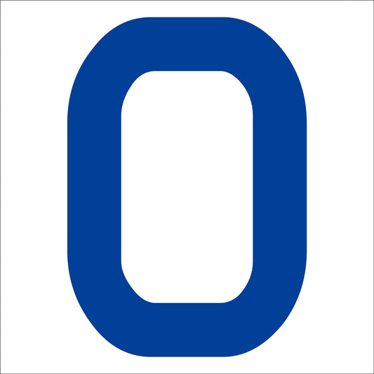 カッティングステッカー　数字０　文字高１００ｍｍ　青