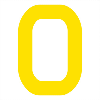 カッティングステッカー　数字０　文字高１００ｍｍ　黄