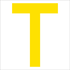 カッティングステッカー　英字Ｔ　文字高１００ｍｍ　黄