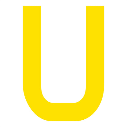 カッティングステッカー　英字Ｕ　文字高１００ｍｍ　黄