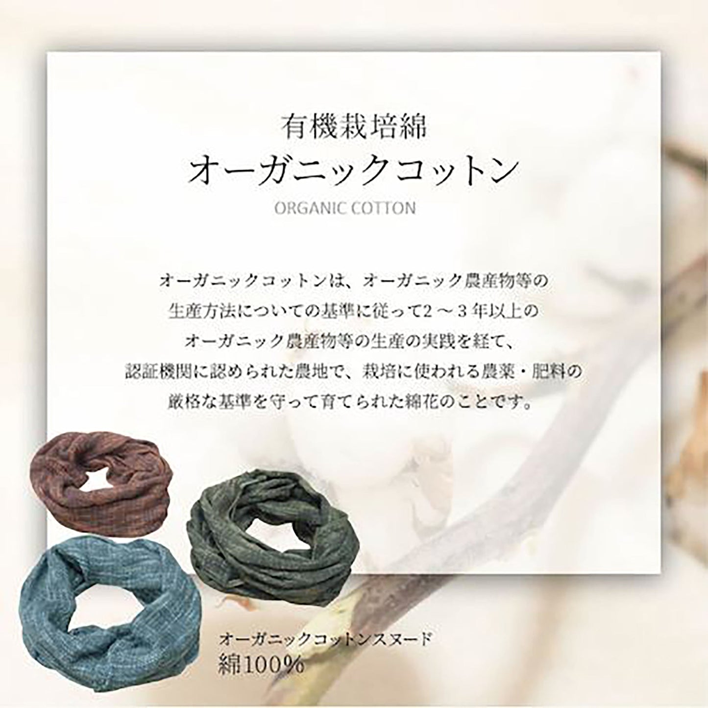 ＢＲ－０５１今治ブランド　オーガニックコットン　スヌードターコイズ