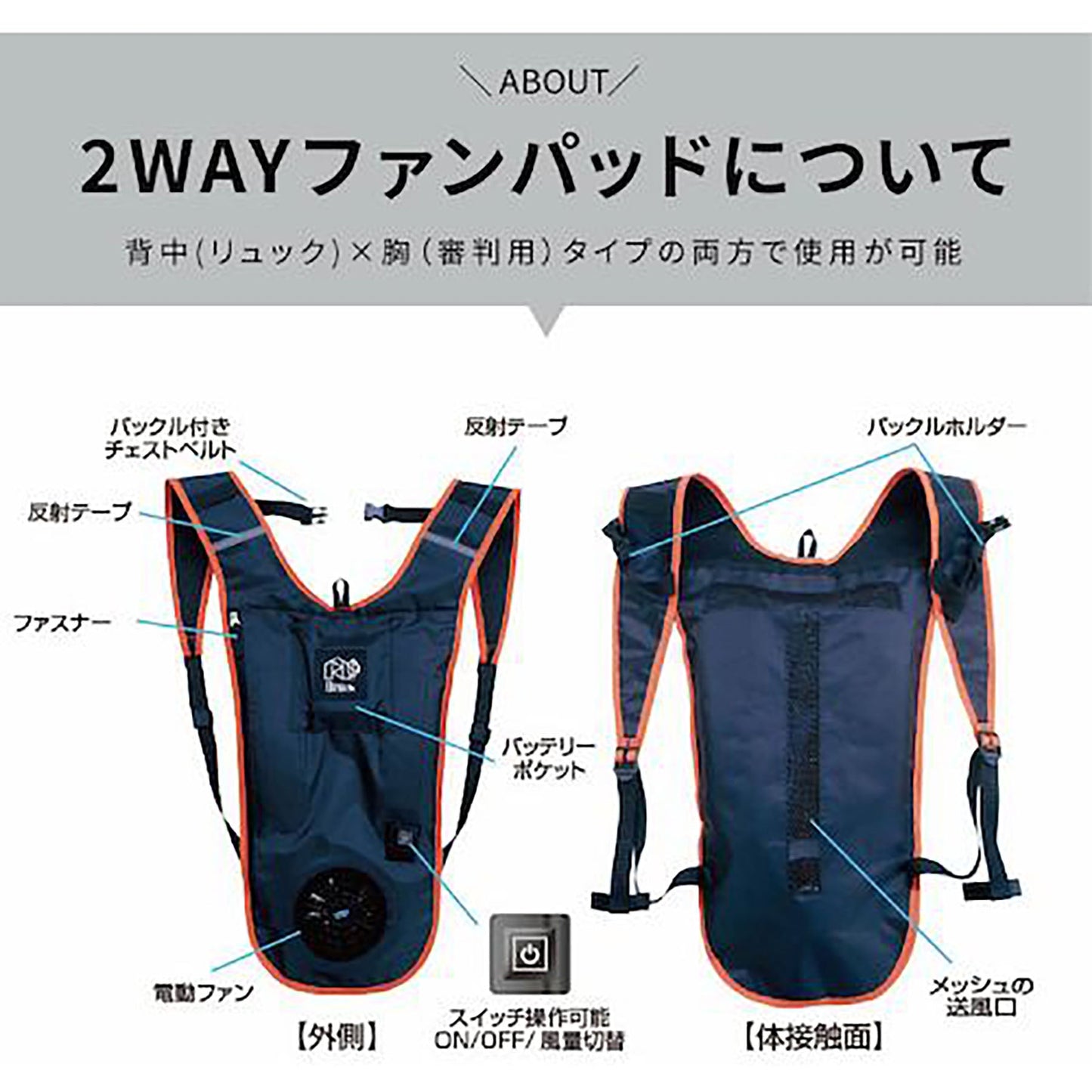 ＢＲ－６８８電動ファン付リュック審判用ファンパッドフルセット
