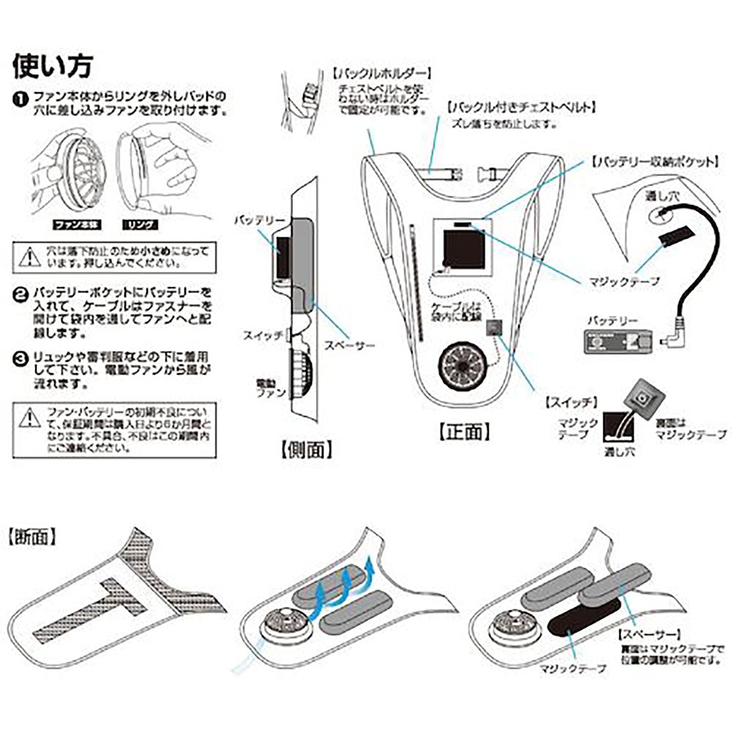 ＢＲ－６８８電動ファン付リュック審判用ファンパッドフルセット