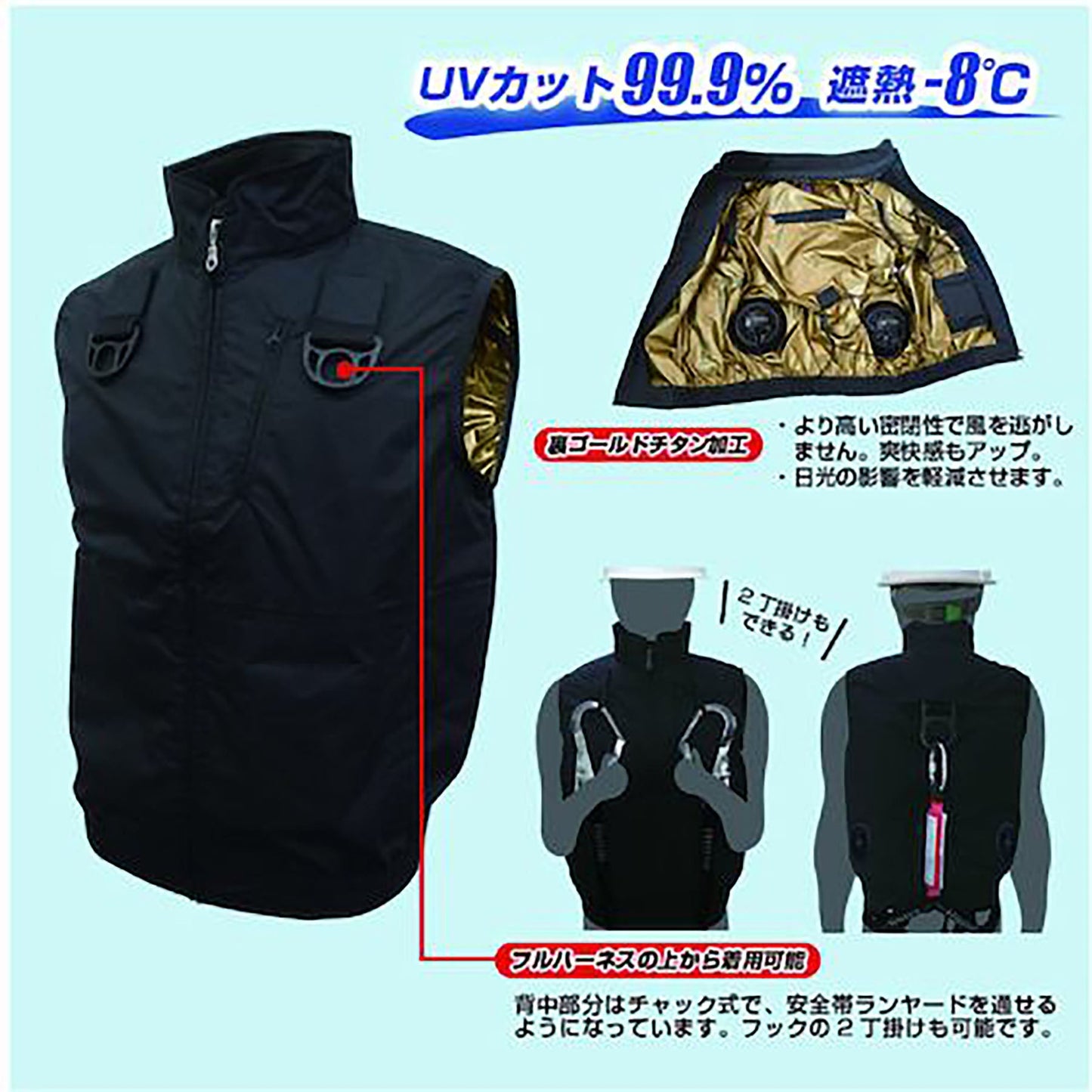 ＭＥＳＨ－ＢＲ－１２０３－１空調ベストフルハーネス対応服のみ杢ネイビーＭ－Ｌ