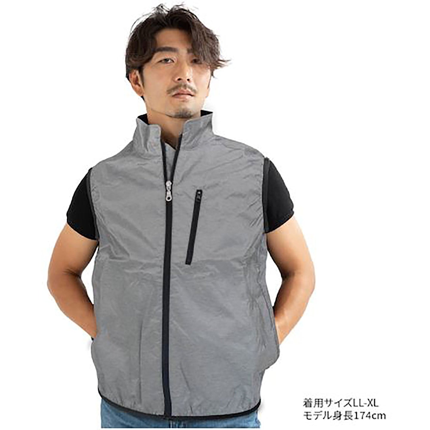 ＢＲ－１２０２－１シルバーチタン加工空調ベストＭーＬシルバープリント柄服のみ