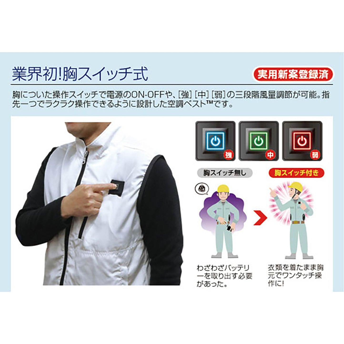 ＢＲ－０６０－１ハーネス対応　空調ベスト服のみホワイトＭ－Ｌ