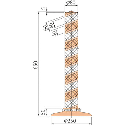 車線分離標全面反射ＬＡＴＲ－６５－２５０－Ｒ
