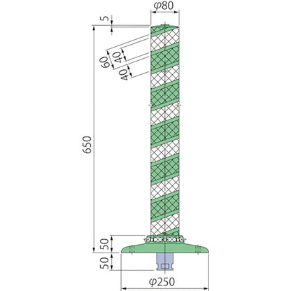 車線分離標全面反射ＬＣＴＲ－６５－２５０－Ｍ