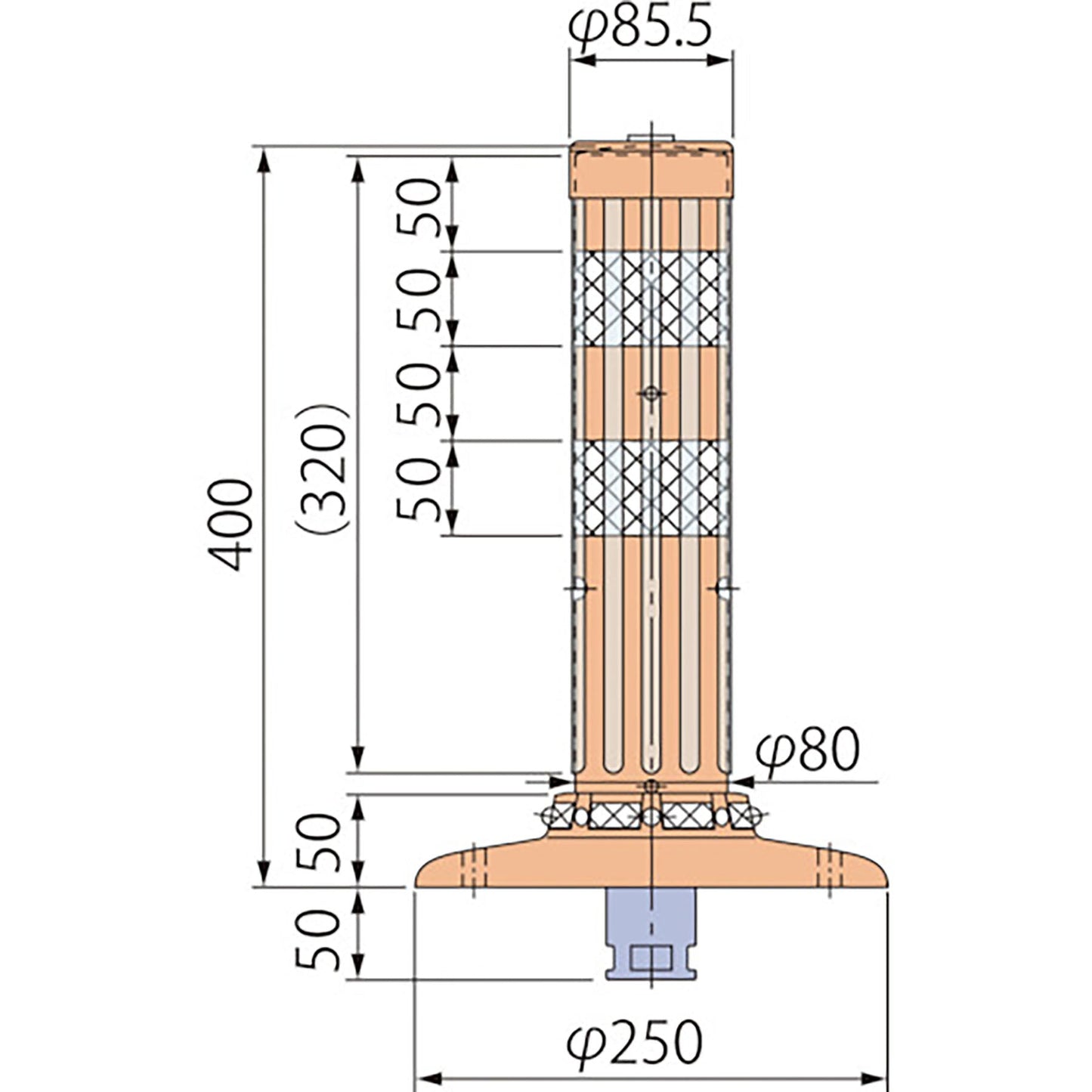 ポストコーン腰みの付防塵ＰＣＴＫ－４０－２５０－Ｒ
