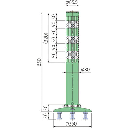 車線分離標腰みの付防塵ＰＢＴＫ－６５－２５０－Ｍ