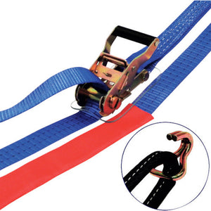 FREAK　ラッシングベルト青　幅３５ｍｍ×長さ０．５＋３ｍ　アイ/Jフック1ton