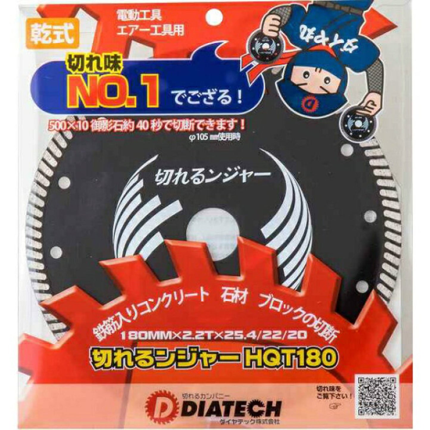 切れるンジャー　鉄筋入りコンクリート　ブロック切断用　ＨＱＴ１８０　５枚