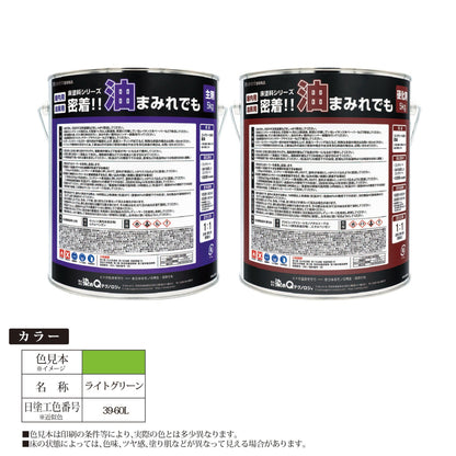 床塗料シリーズ　密着！！油まみれでも　１０ｋｇセット　ライトグリーン