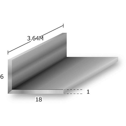 アルミ不等辺アングル　アルマイト付　ｔ１Ｘ６Ｘ１８Ｘ３．６４ｍ　シルバー