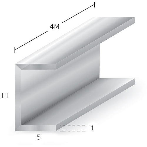 アルミチャンネル　アルマイト付　ｔ１Ｘ１１Ｘ５Ｘ４ｍ　シルバー