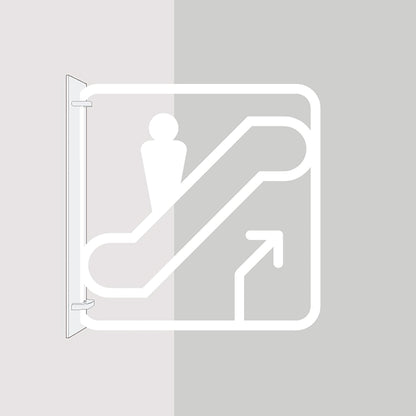 ツケレルン　３Ｗａｙピクトサイン（エスカレーター）　白